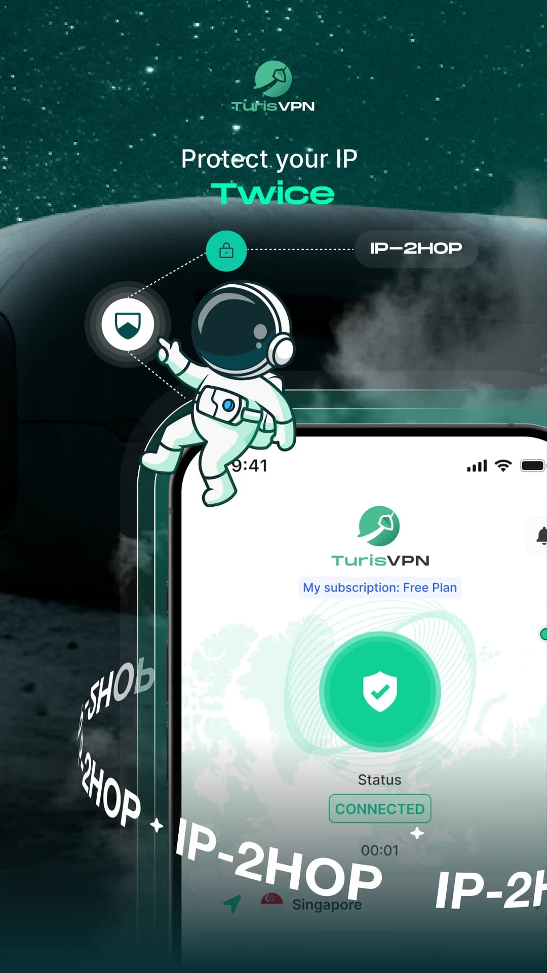 TurisVPN Flutter mobile app screenshot showing VPN connection, subscription, and secure mobile experience by Tran Ngoc Tien 6 of 6