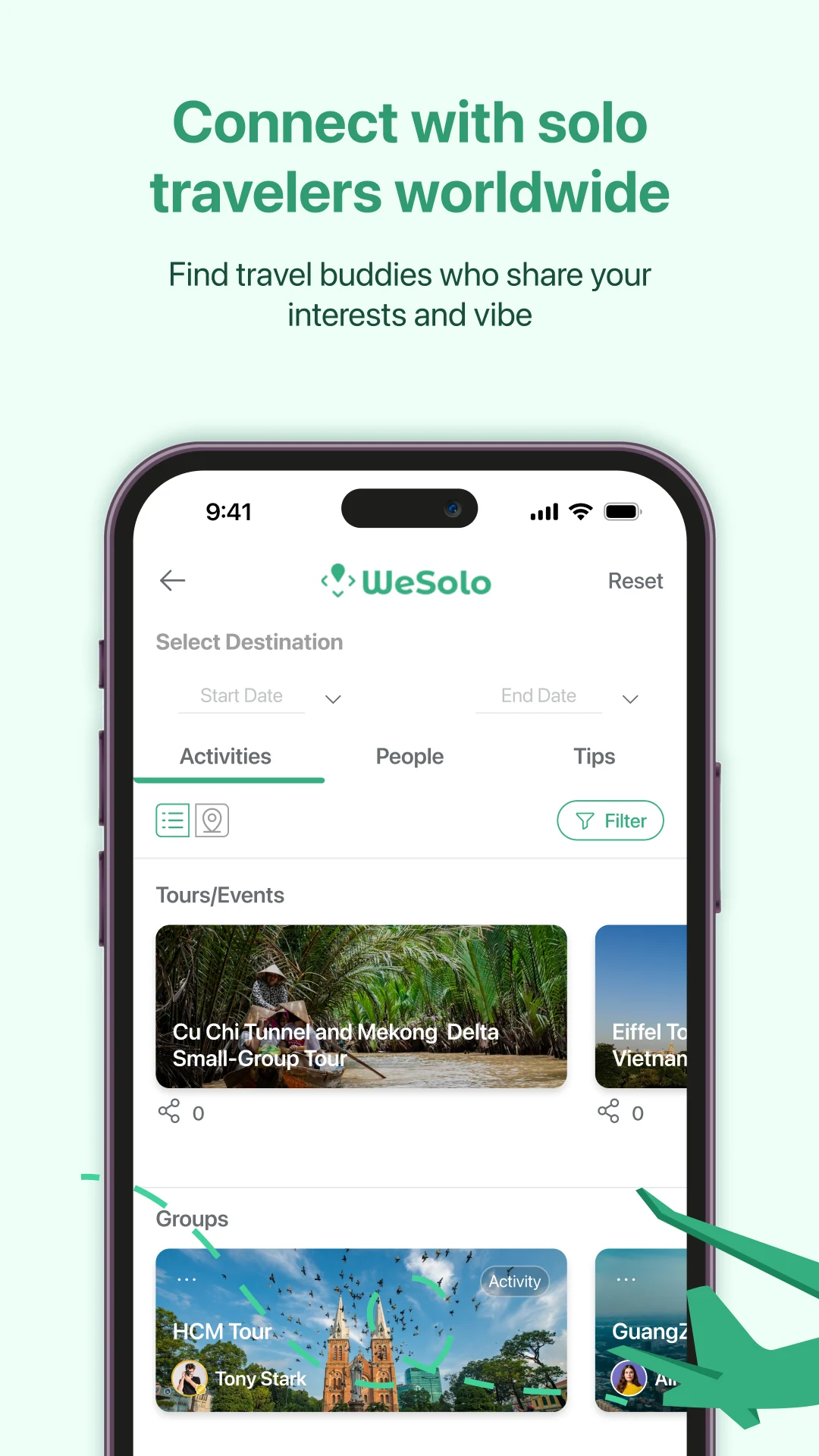 We Solo native Android and iOS travel app screenshot by Tran Ngoc Tien 1 of 5